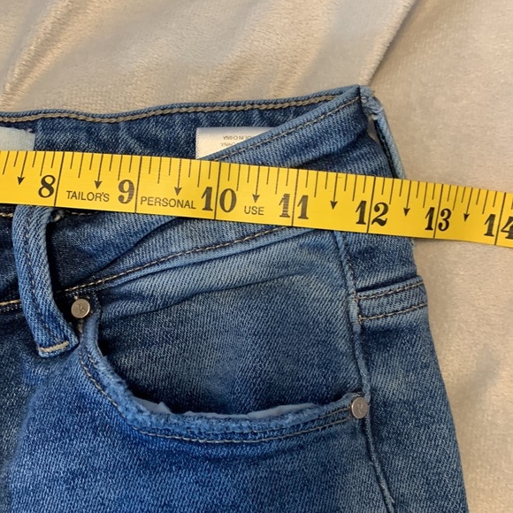 Risen distressed chewed hem ankle jeans straight crop size 1/25 med dark wash - Picture 6 of 8